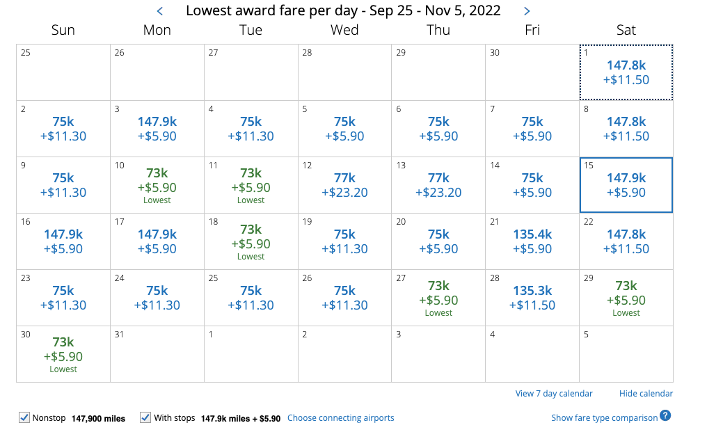 United 30 day award calendar