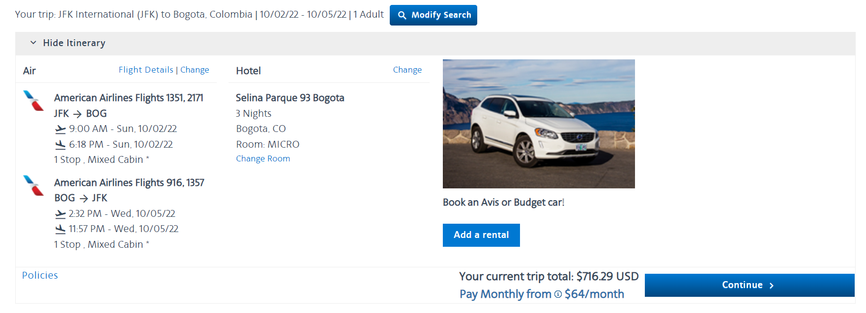 Booking special fares through AAVacations