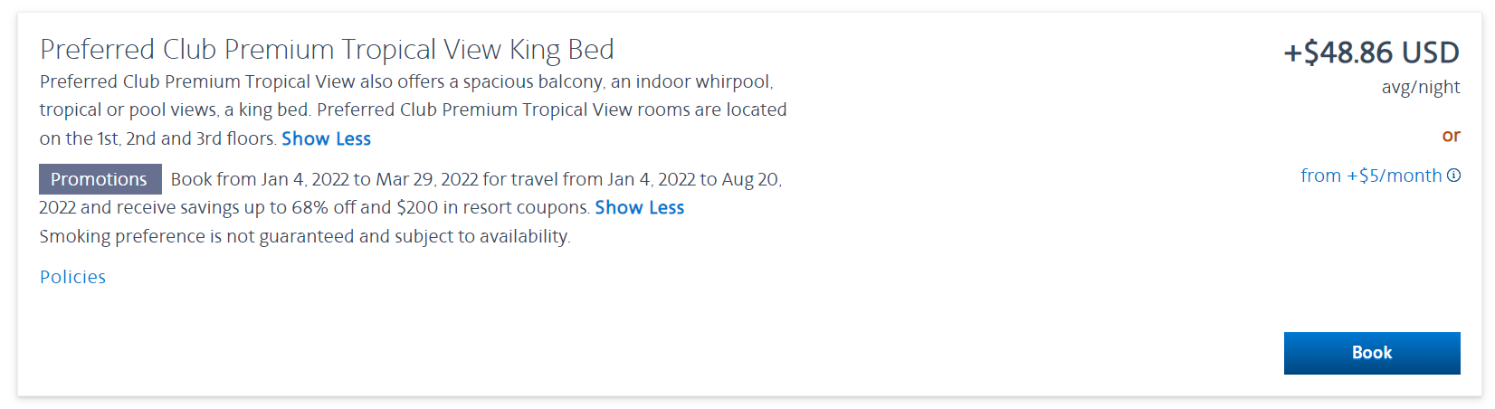 Booking a preferred room type