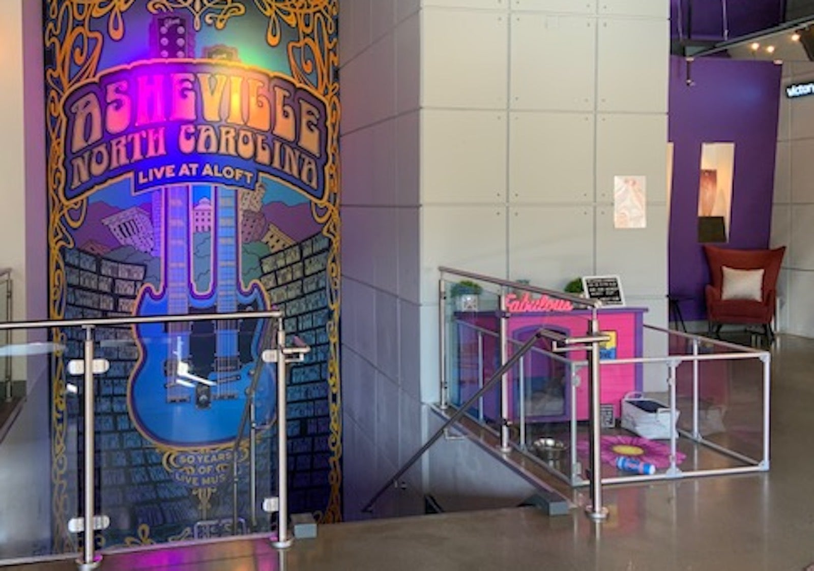 lobby at Aloft in Asheville