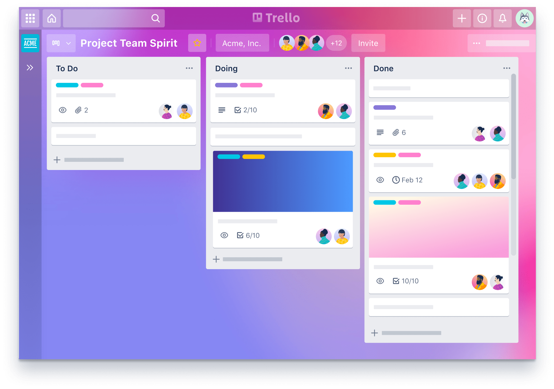 Screenshot of a Trello board