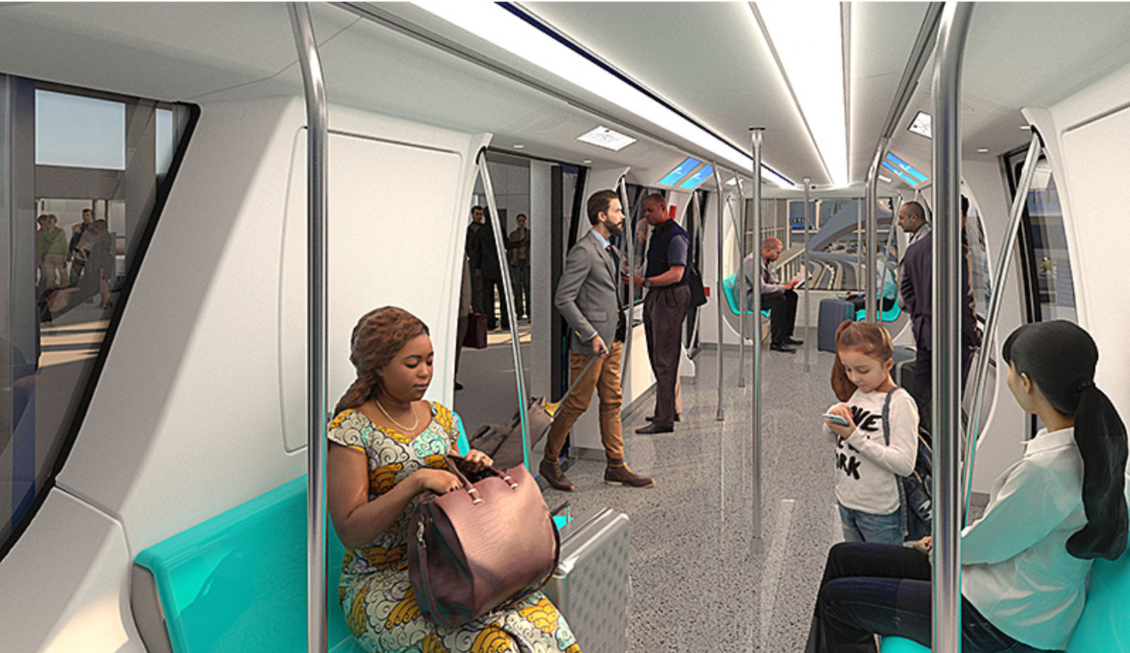 projection of LAX train car interior