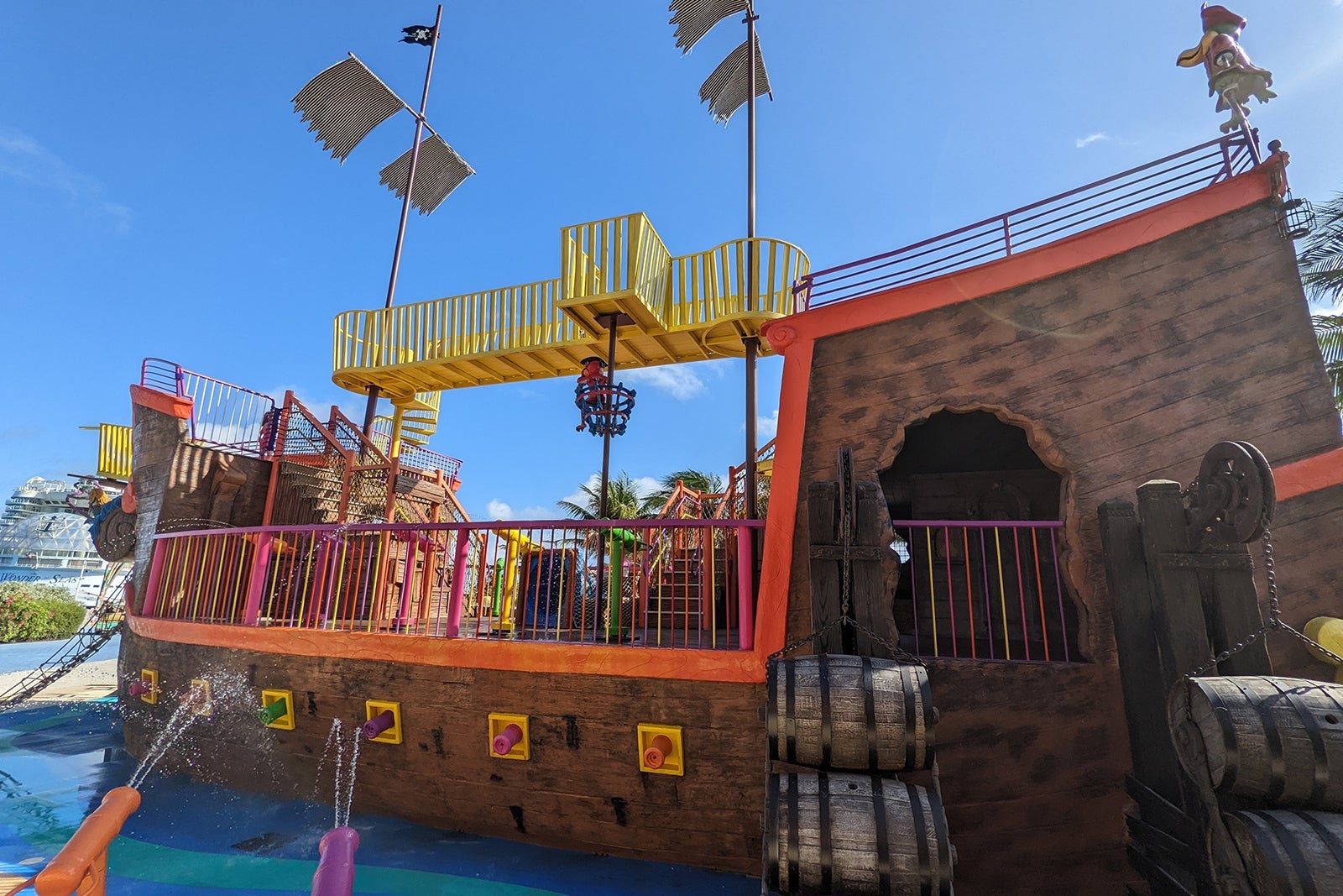Pirate ship themed water play area