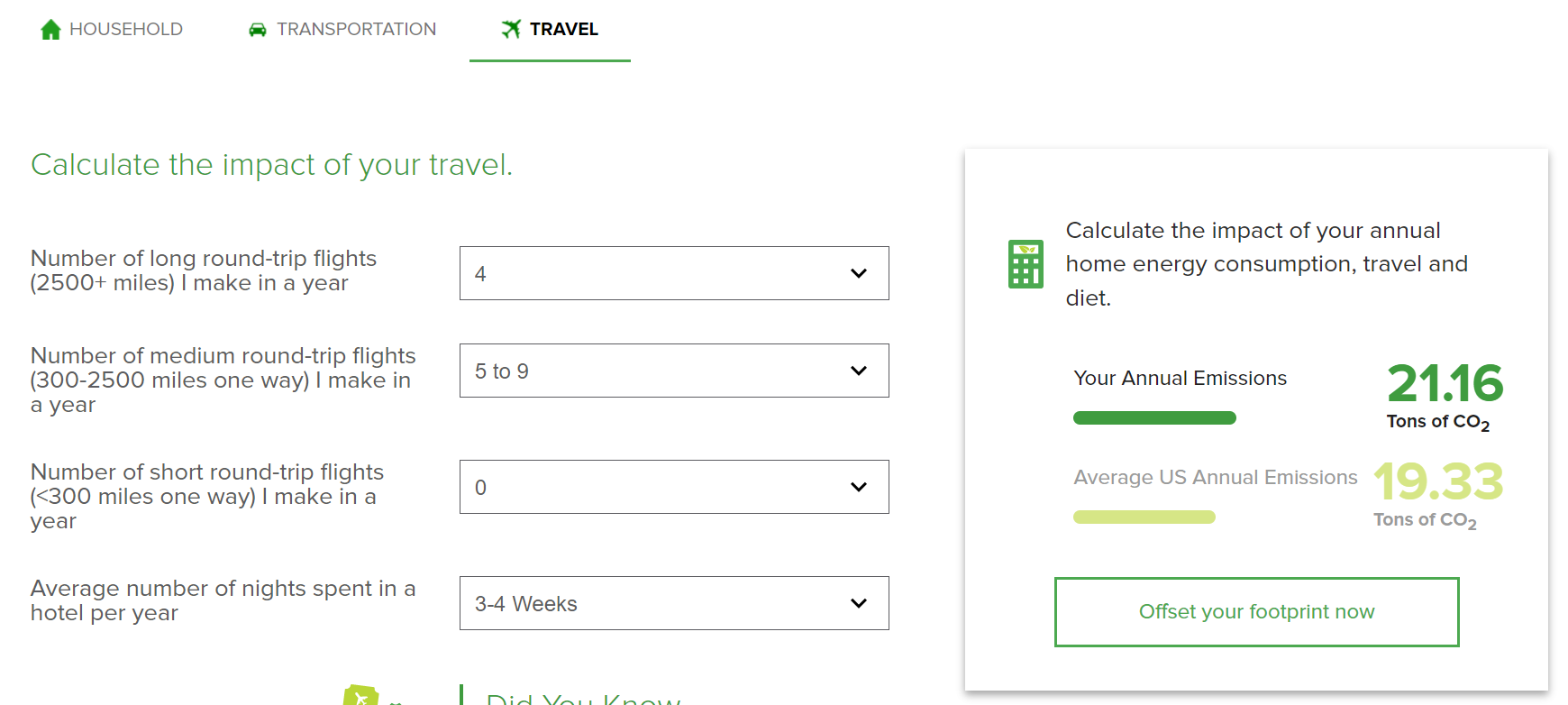 Conservation International carbon footprint calculator