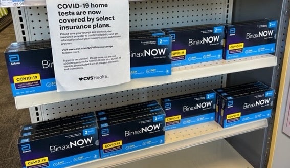 COVID tests at a CVS store