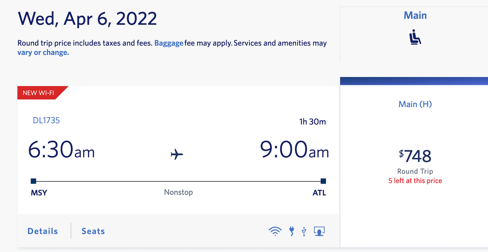 delta booking screenshot