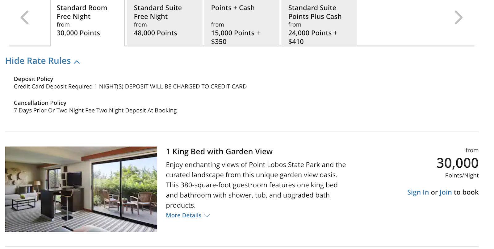 hyatt CA booking screenshot