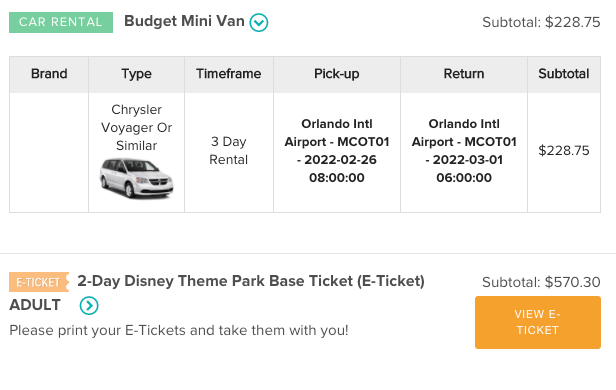Screenshot of rental car pricing from Undercover Tourist