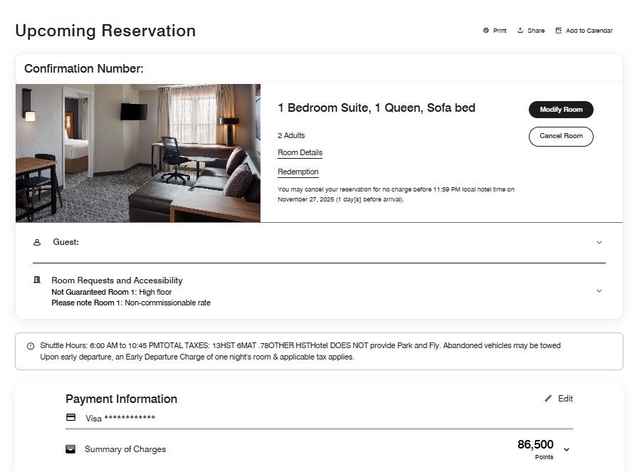 Repricing a Marriott Bonvoy award stay