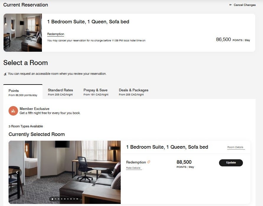 Repricing a Marriott Bonvoy award stay