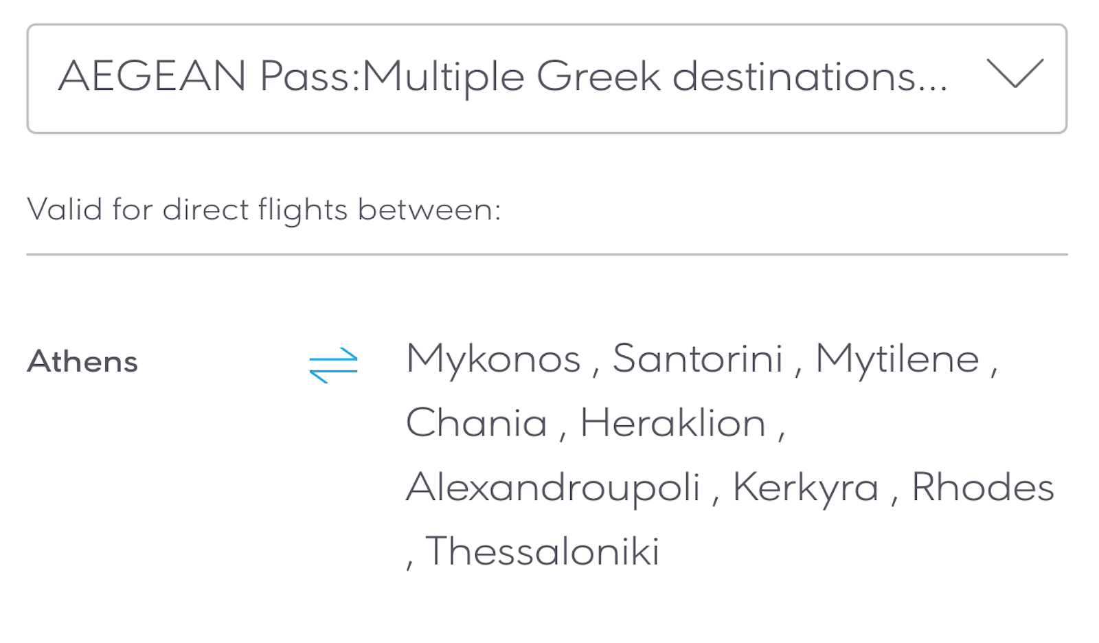 screenshot of Aegean airlines website