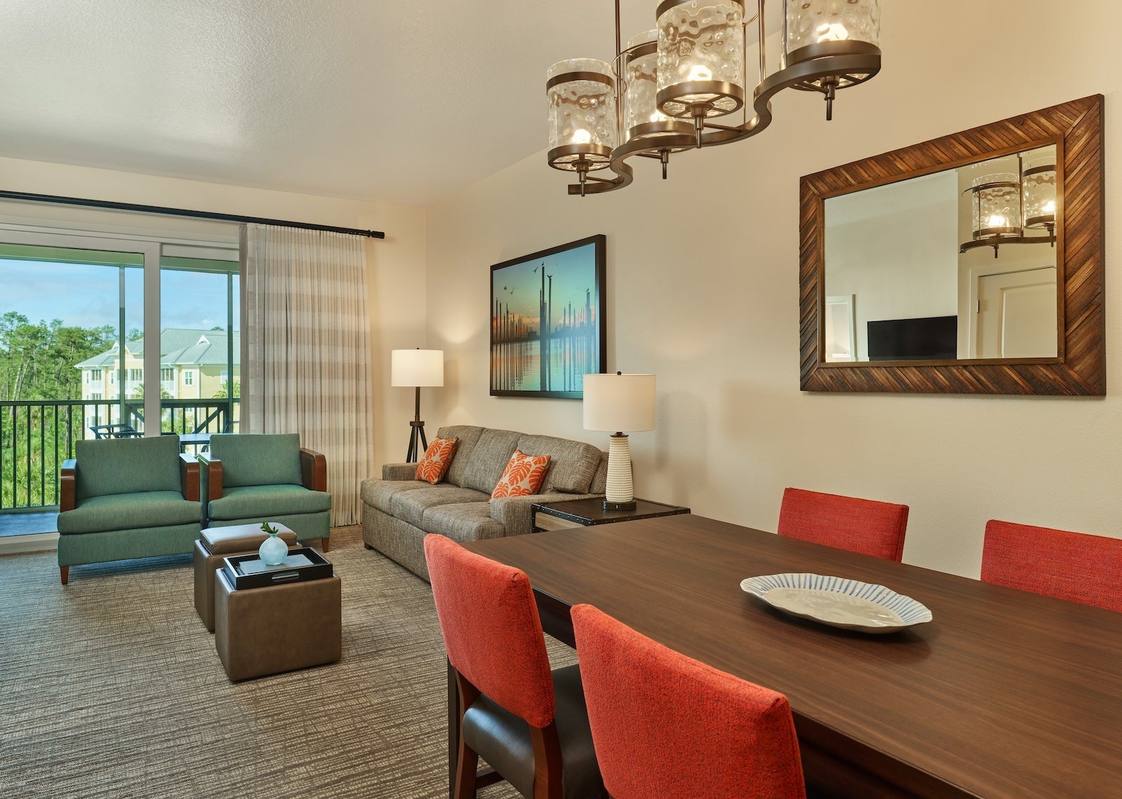 Living room with dining table and couch