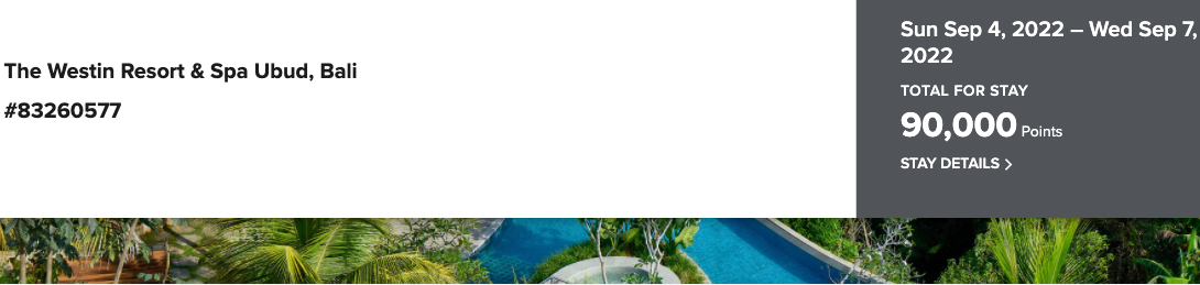Confirmation page of this booking