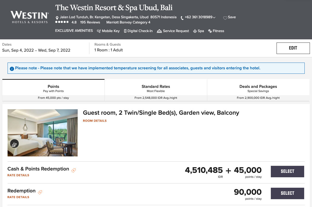 This room costs 30,000 points per night