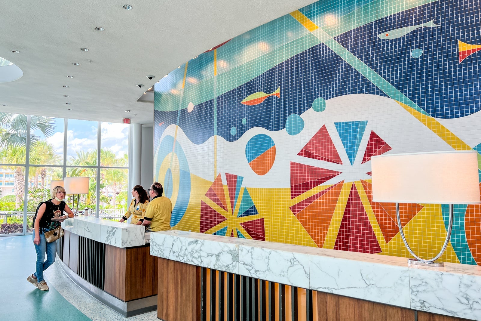 The front desk at Universal's Cabana Bay Beach Resort.