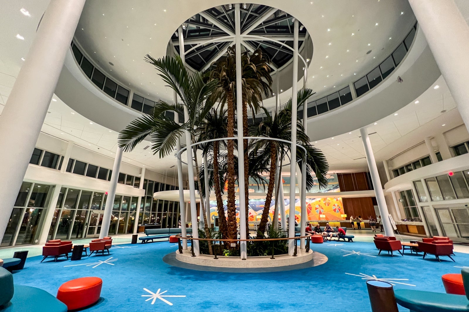 The lobby of Universal's Cabana Bay Beach Resort.