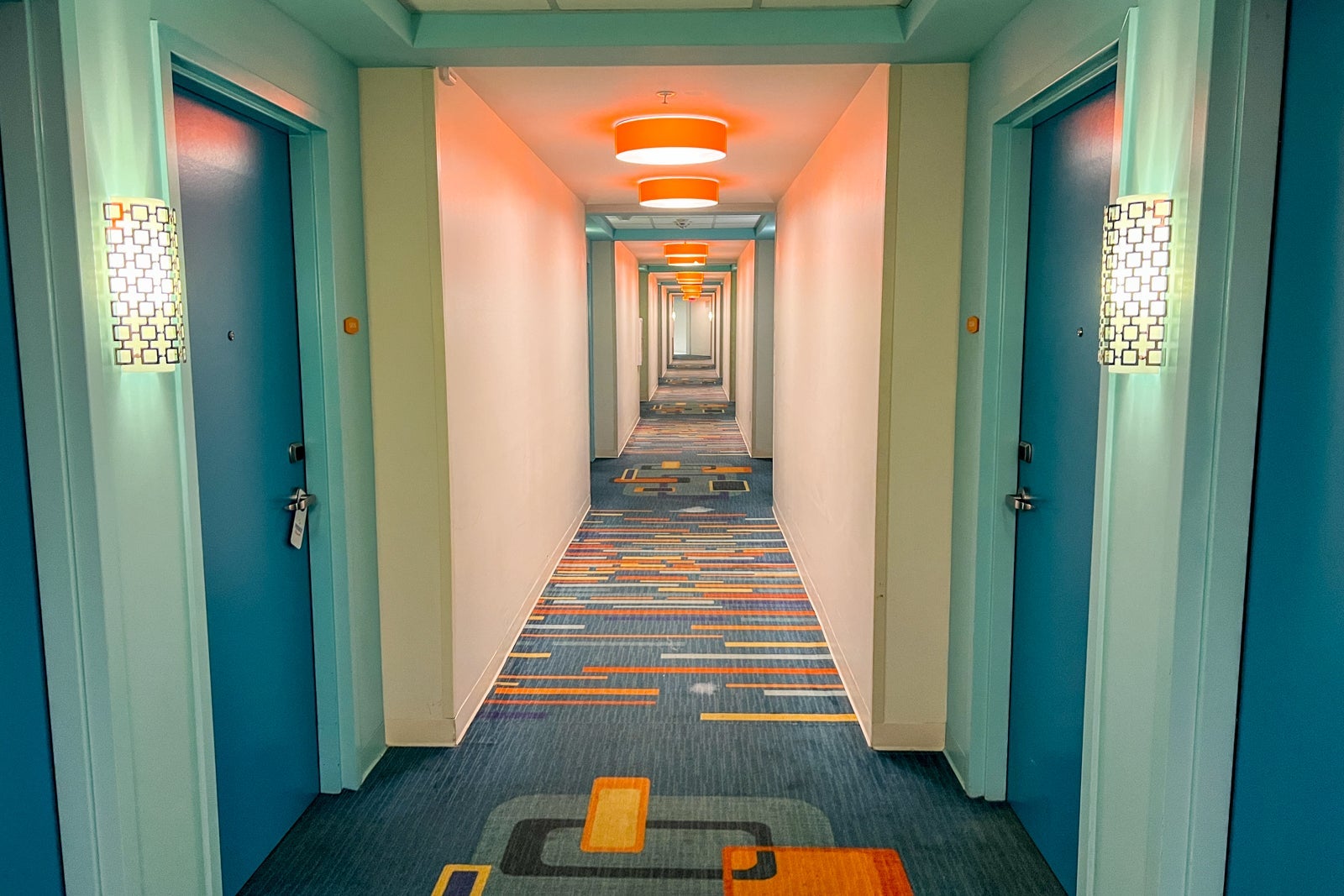 A hotel hallway.