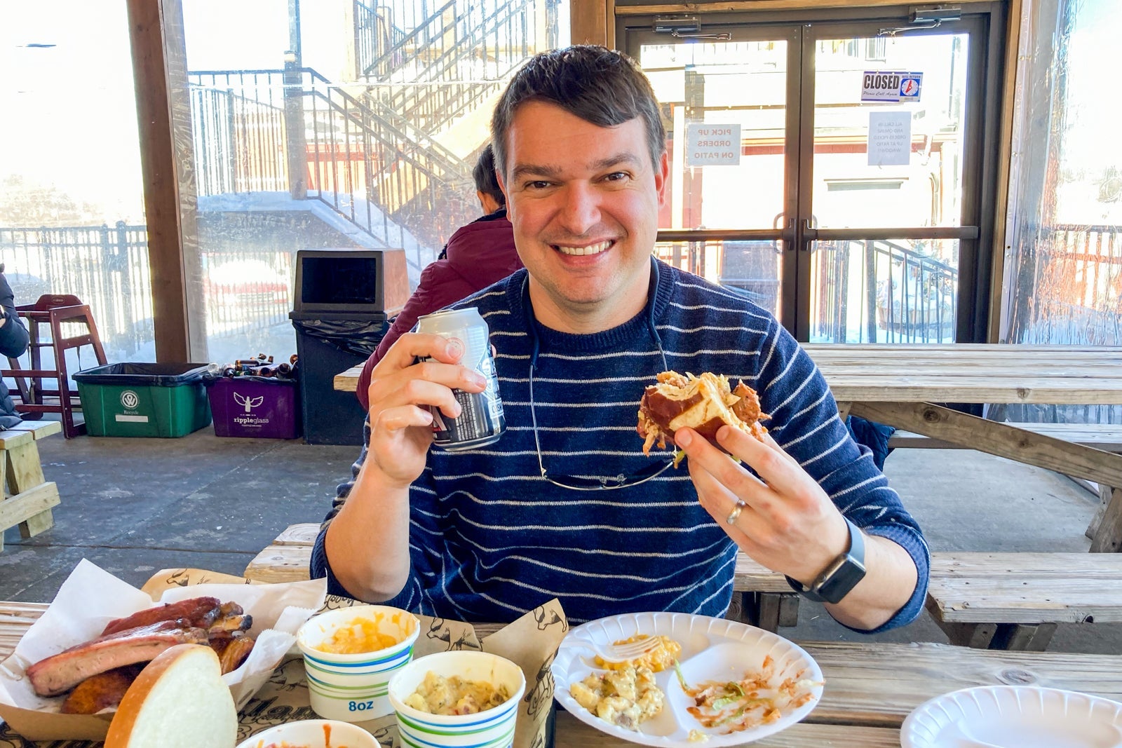 Nick Ewen enjoying a meal