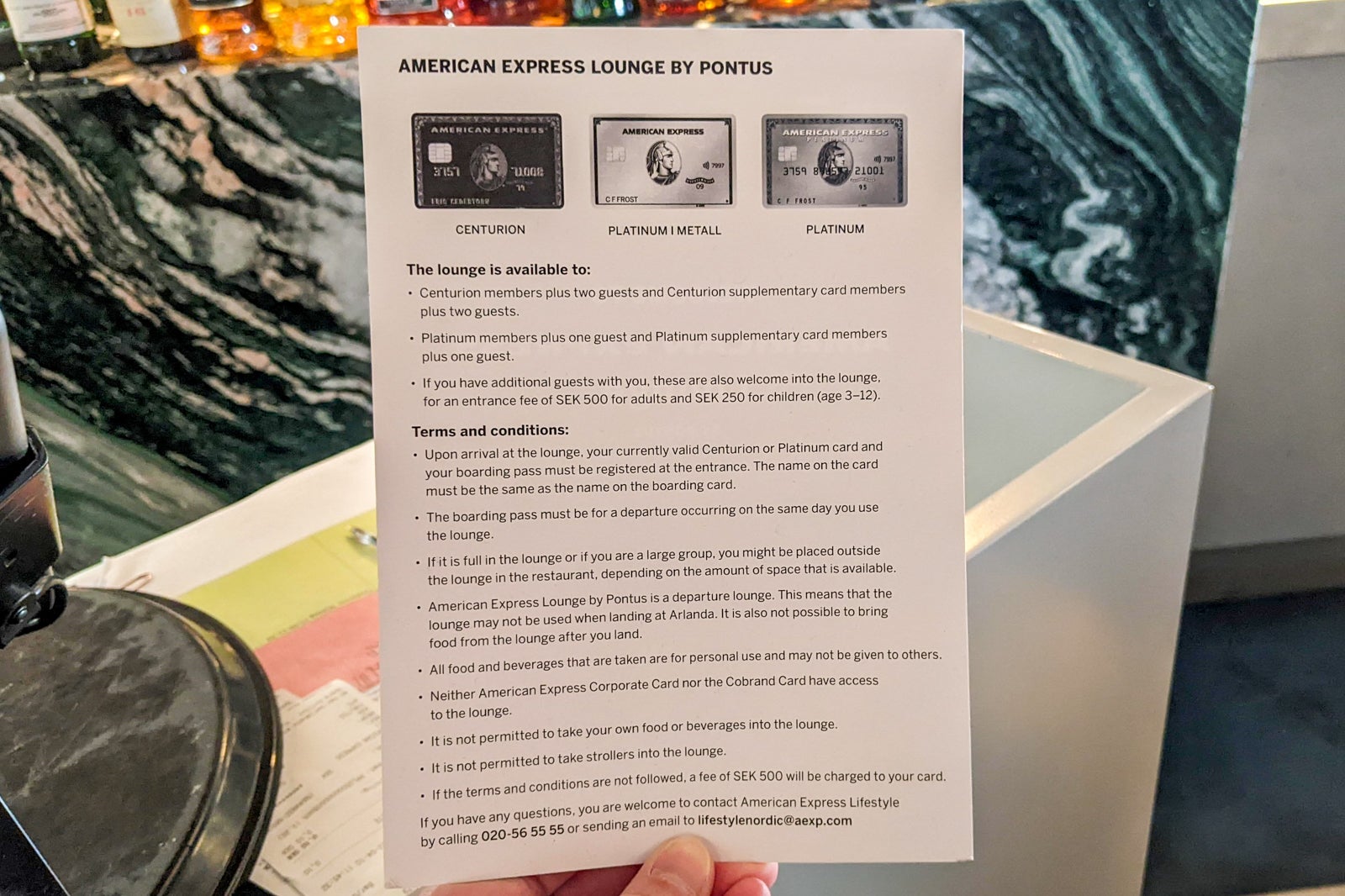 Pontus in the Air American Express lounge access policies