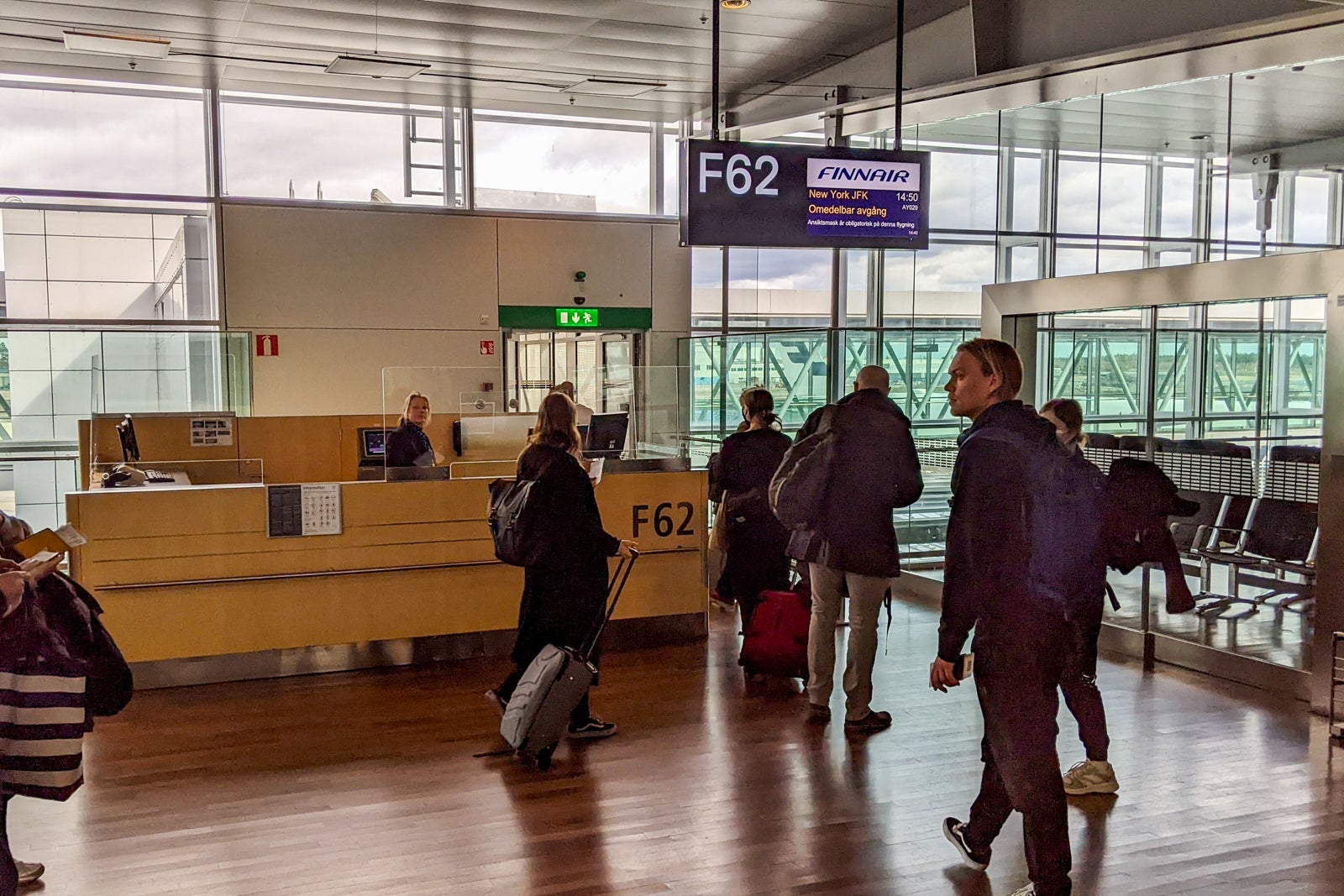 Boarding Finnair business class flight