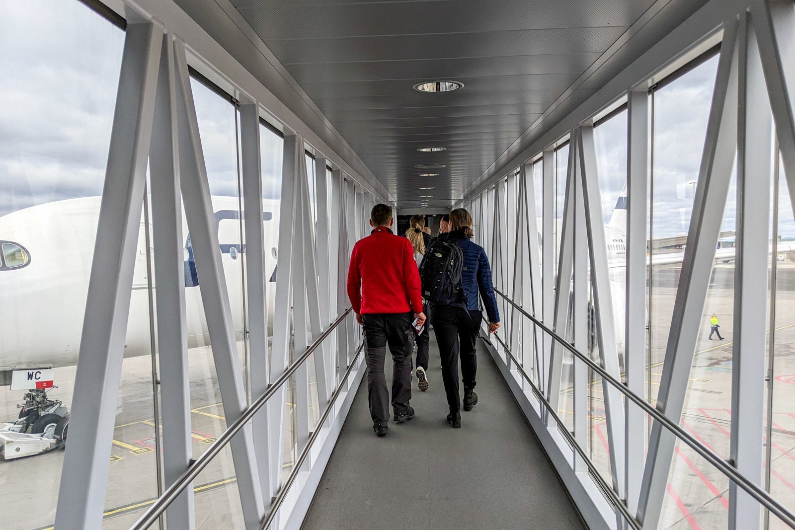 Boarding Finnair business class flight