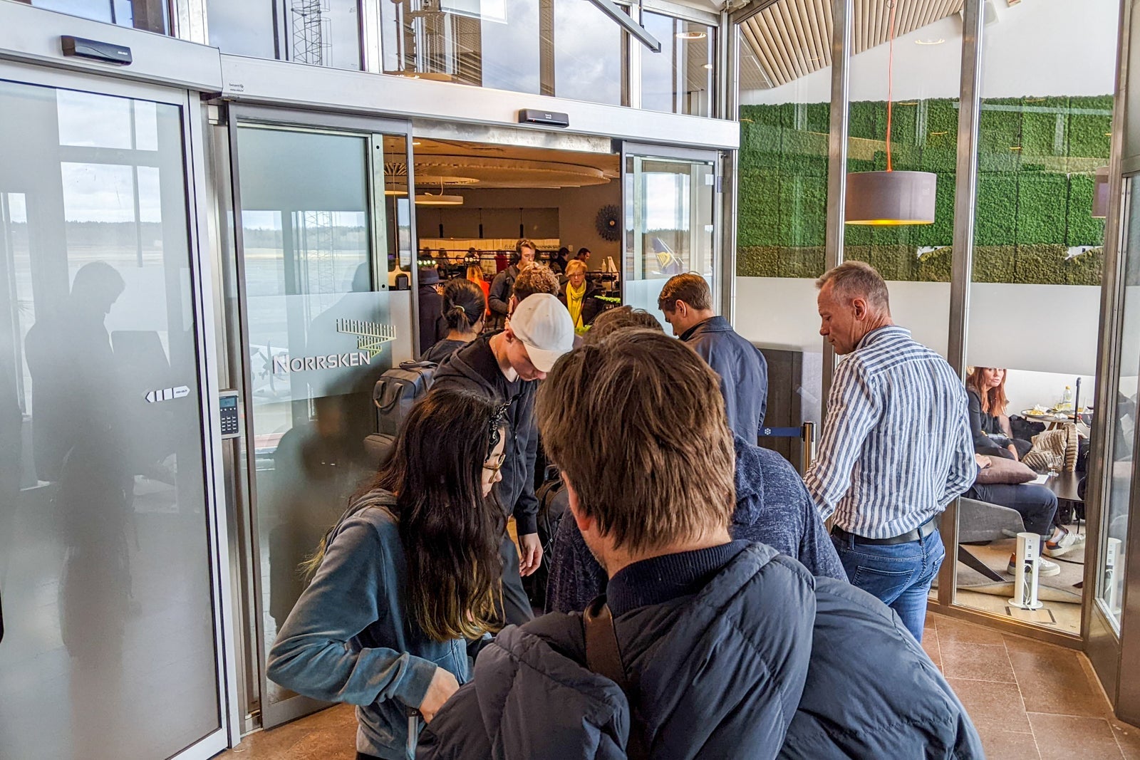 Line at the Norrsken lounge