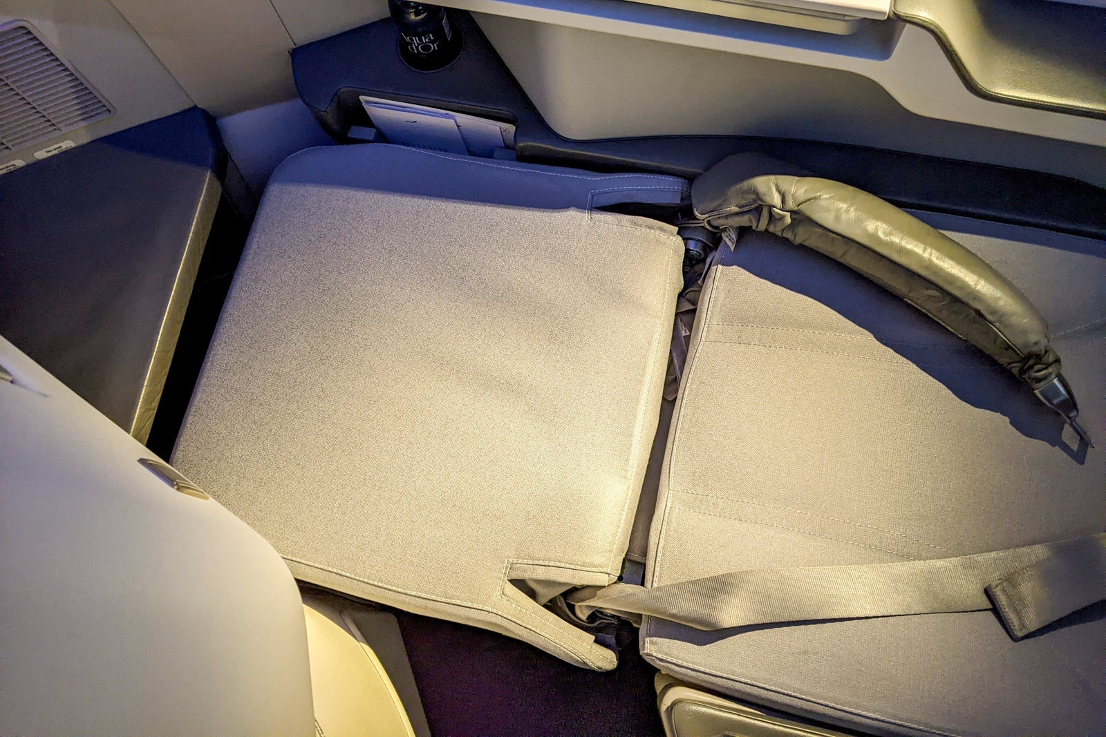 Finnair business class seat as bed