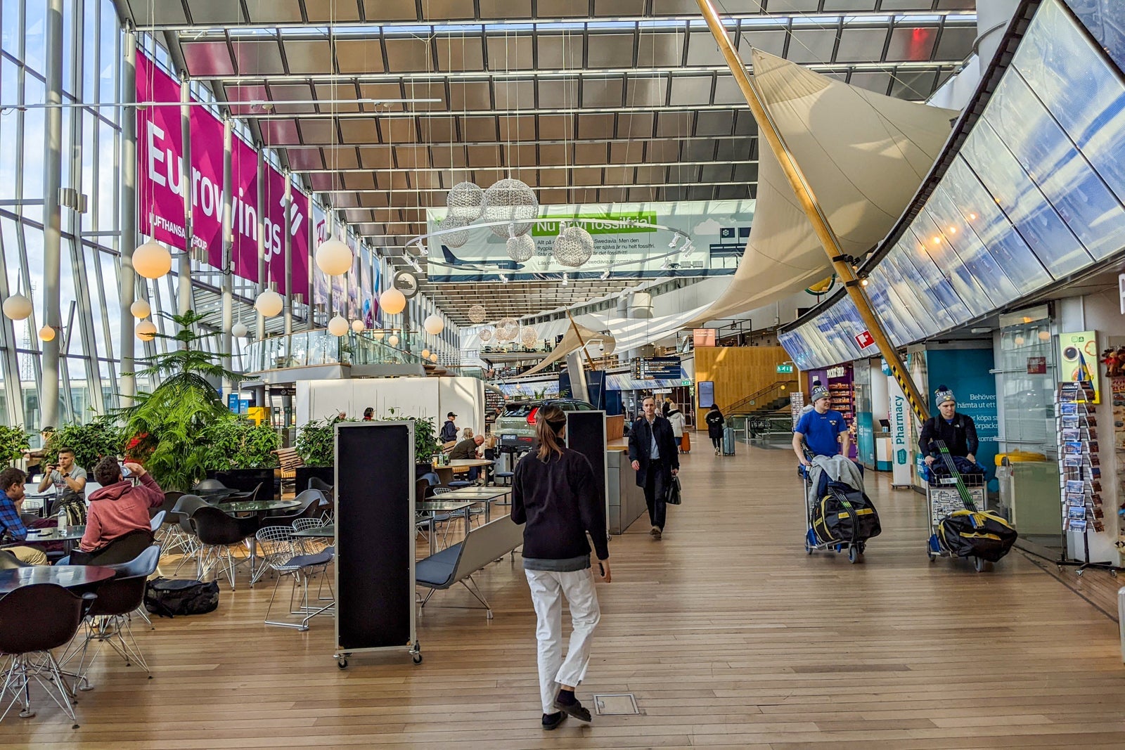 Travelers in Stockholm airport