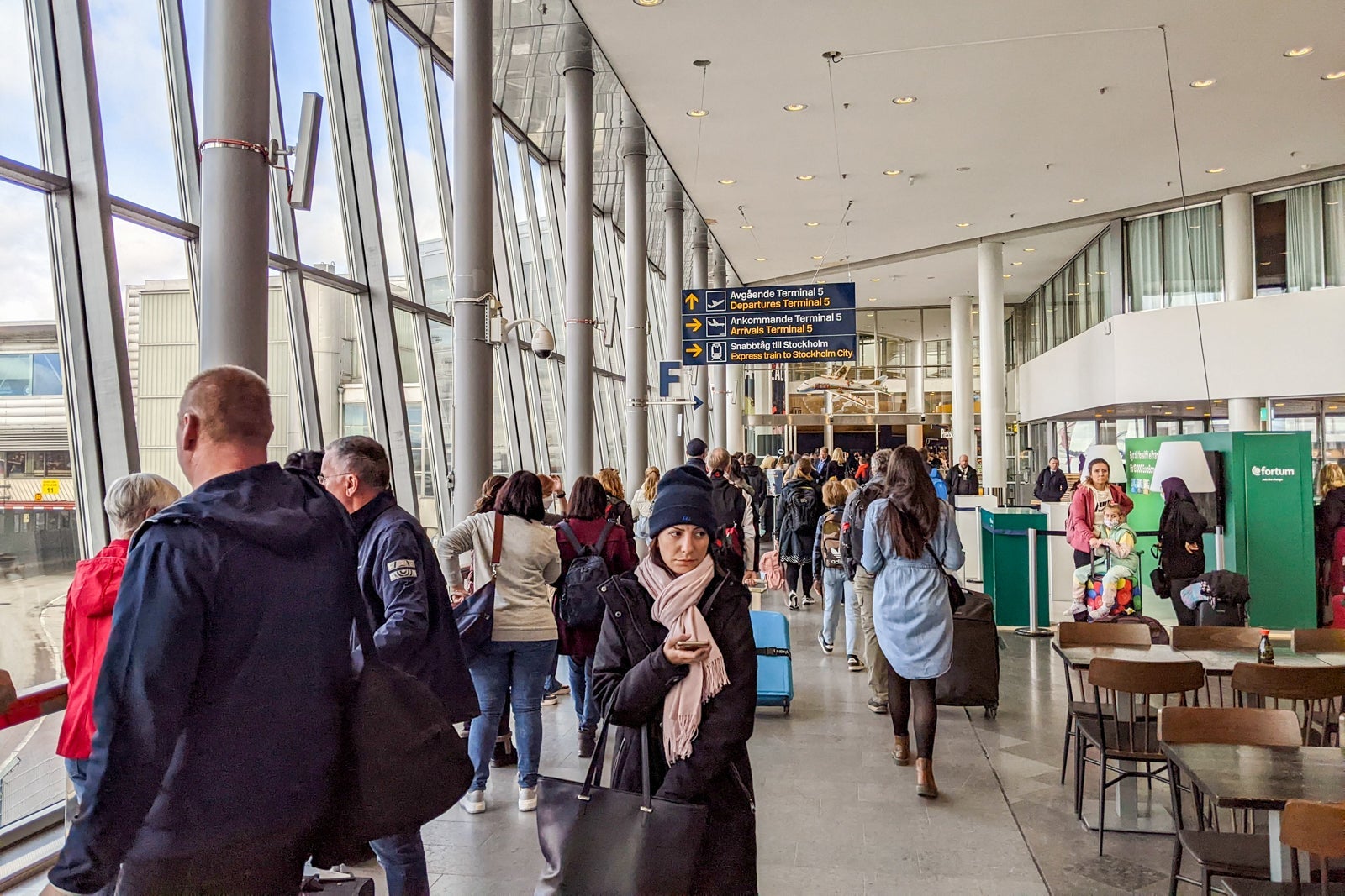 Travelers in Stockholm airport