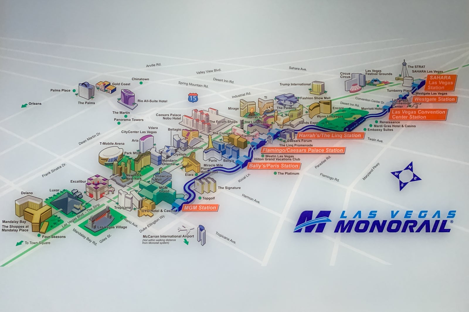 Map of Las Vegas monorail
