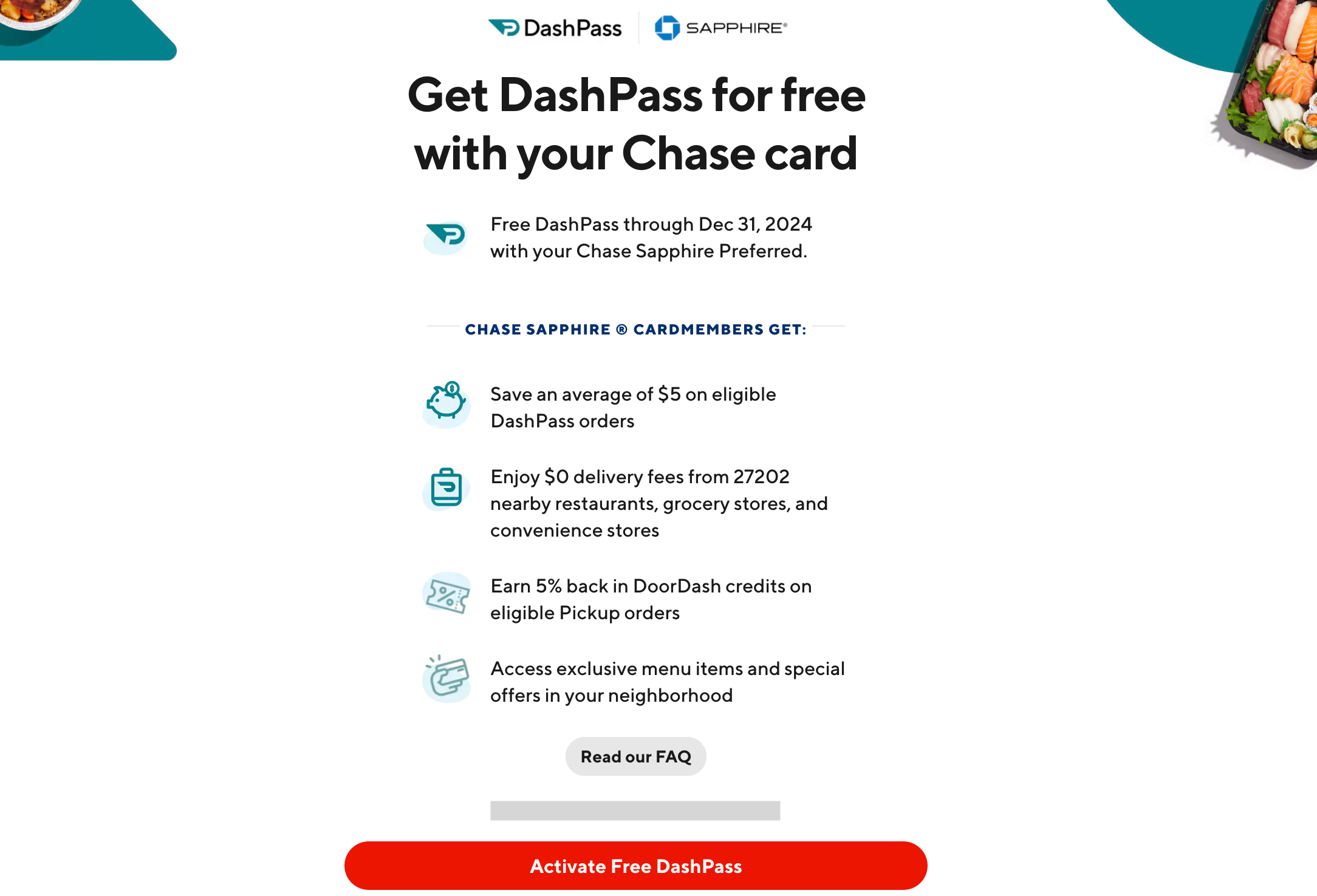 Activate DoorDash DashPass chase