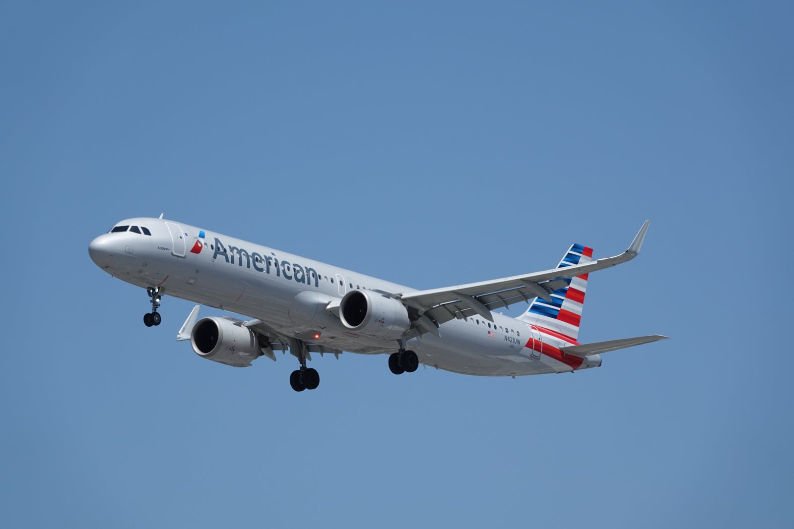 An American Airlines plane in-flight