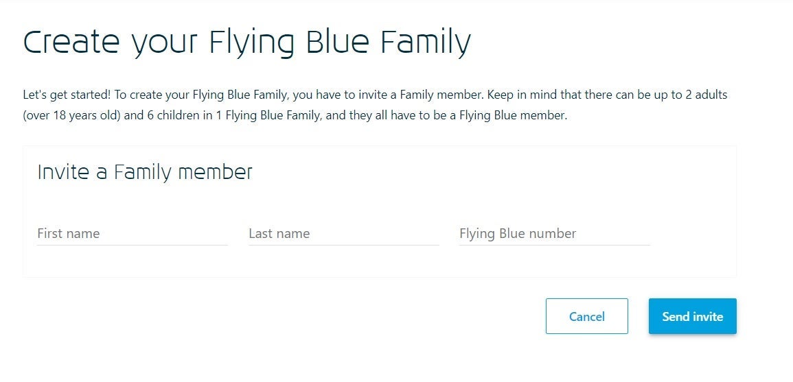 Flying Blue family sign-up