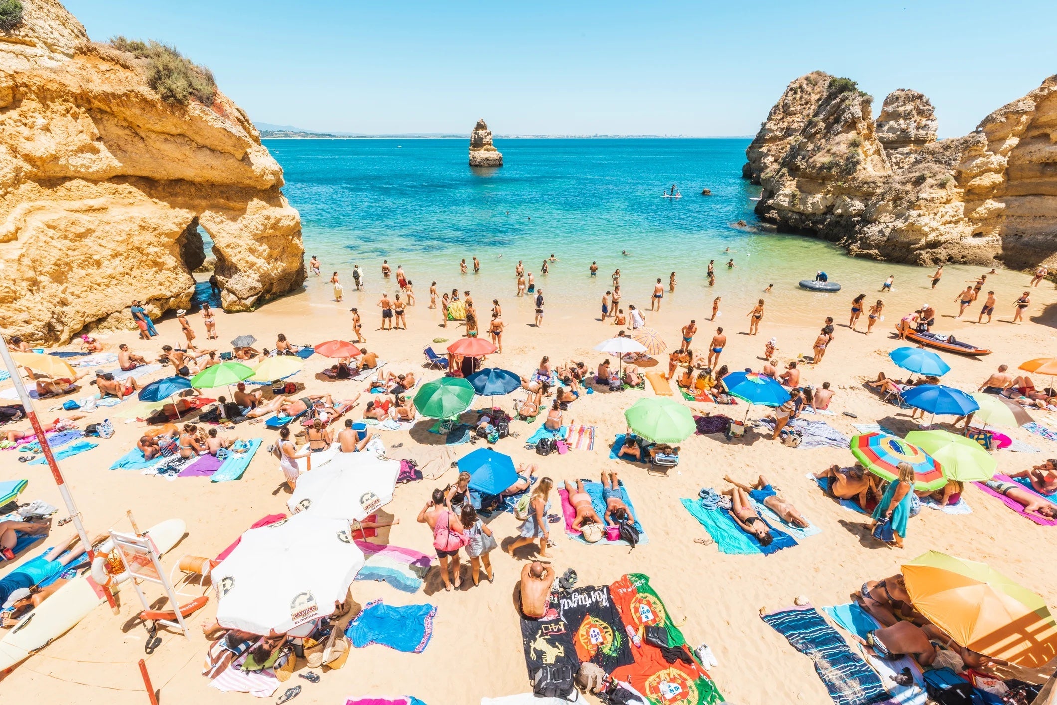 Bathers on Camilo Beach, Lagos, Portugal