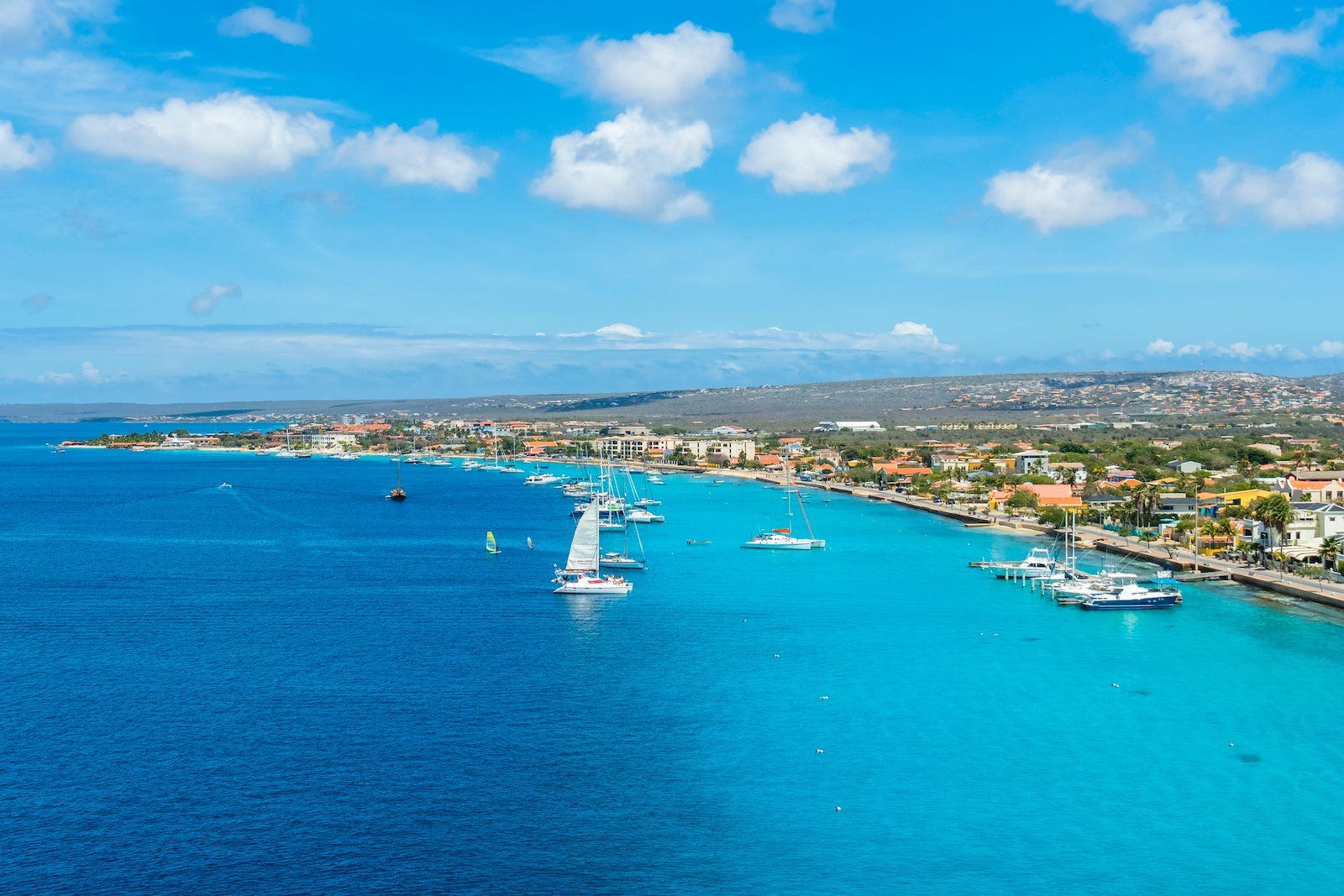 Coastline of Kralendijk, Bonaire in the Caribbean