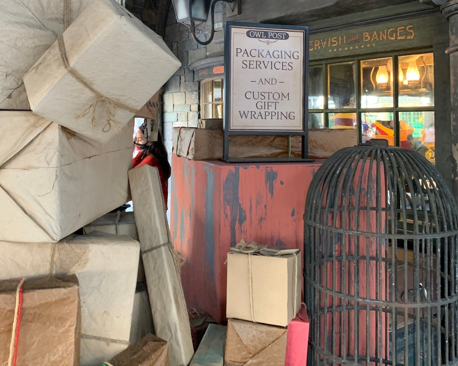 Parcels stacked and waiting to be mailed