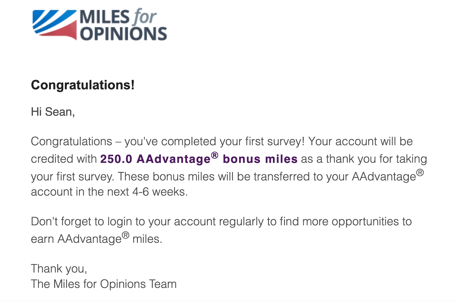 miles for opinion screenshot