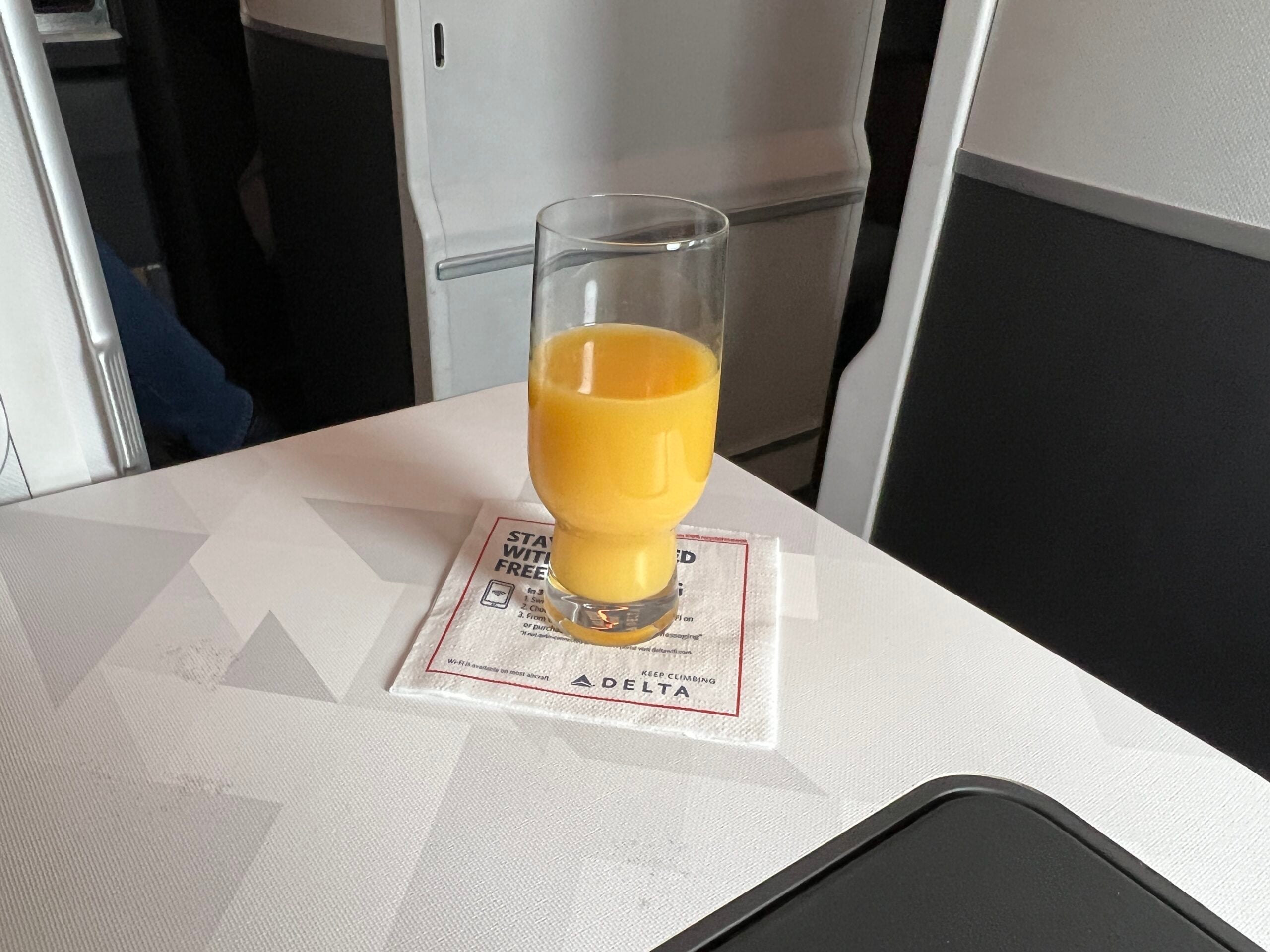 Orange juice pre-departue beverage