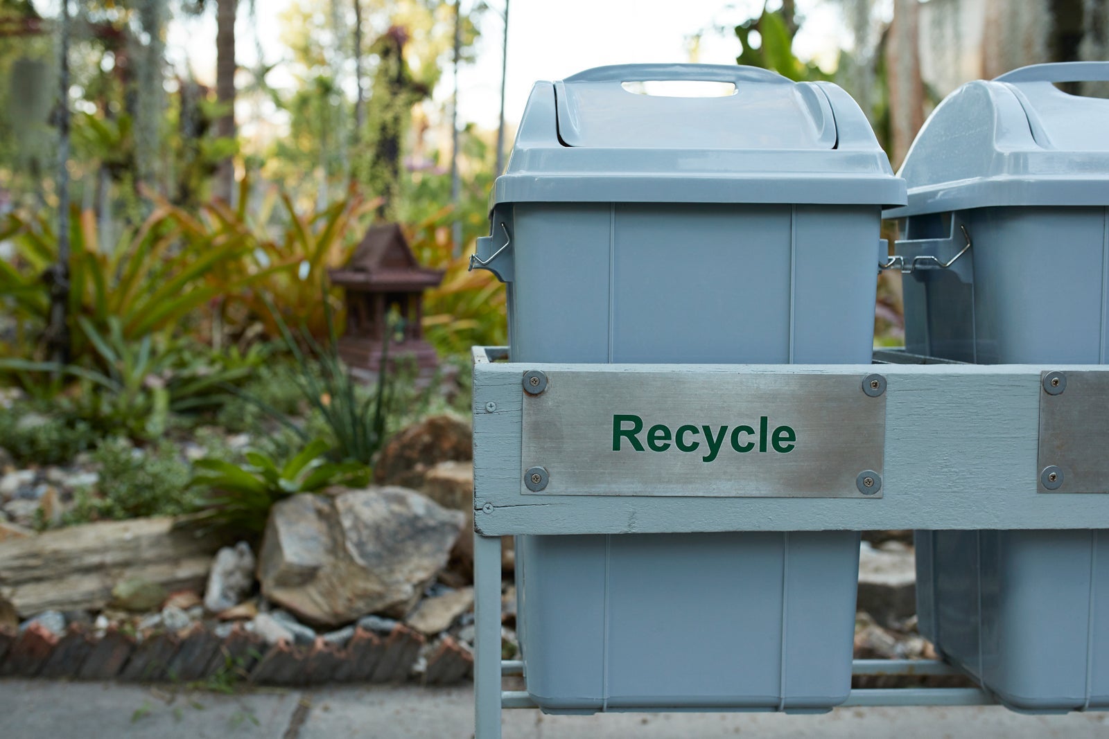 recycling bins in a neighborhood