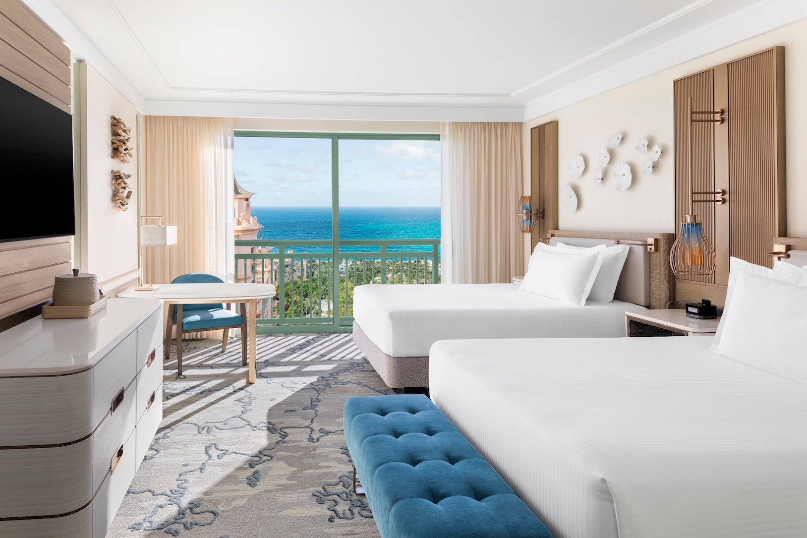 double bed in hotel room