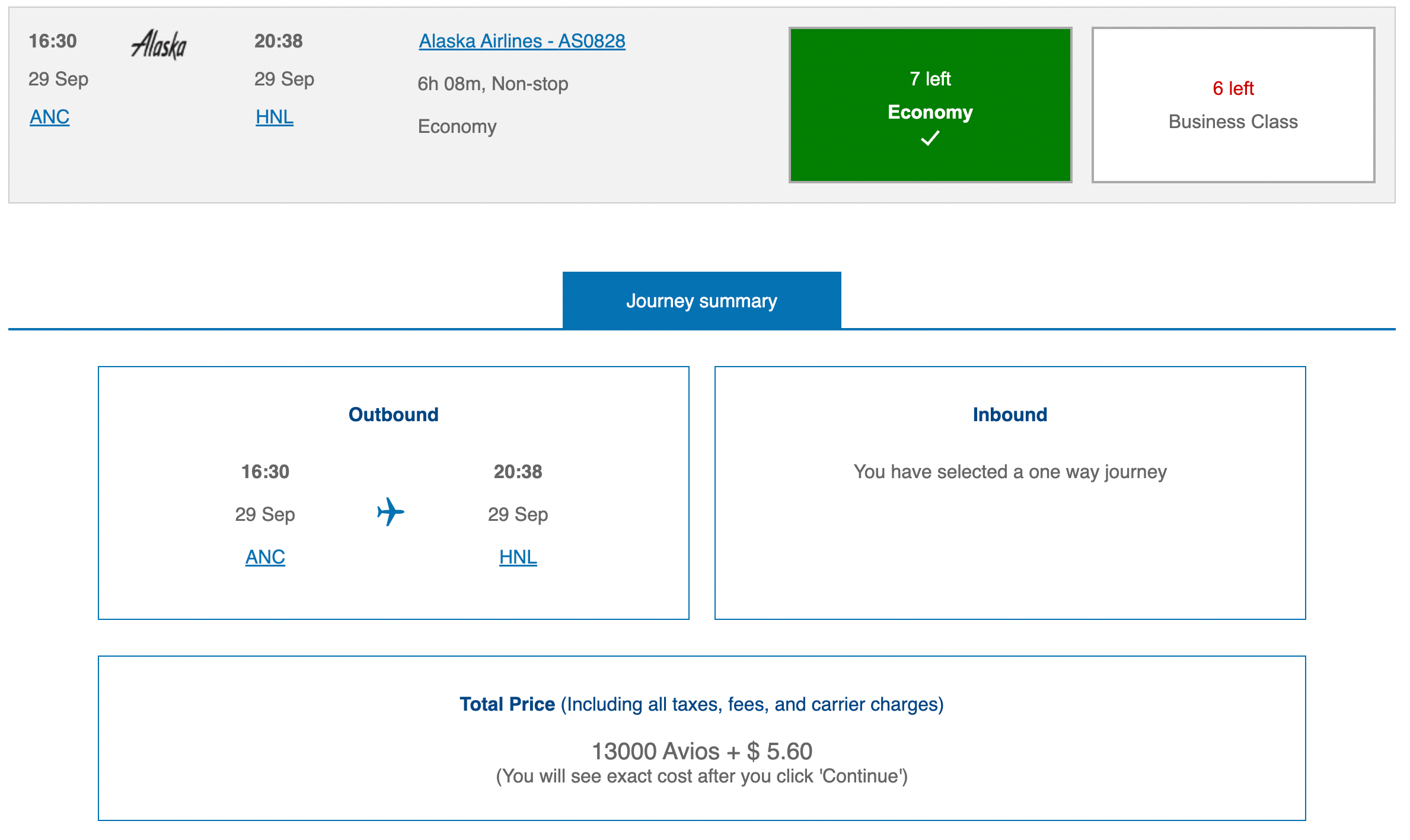 Booking a flight from ANC to HNL
