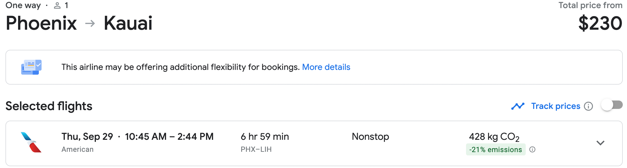 Booking a flight from PHX to LIH