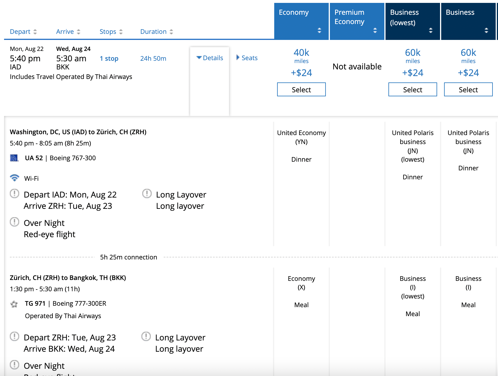 Booking a flight from IAD to BKK