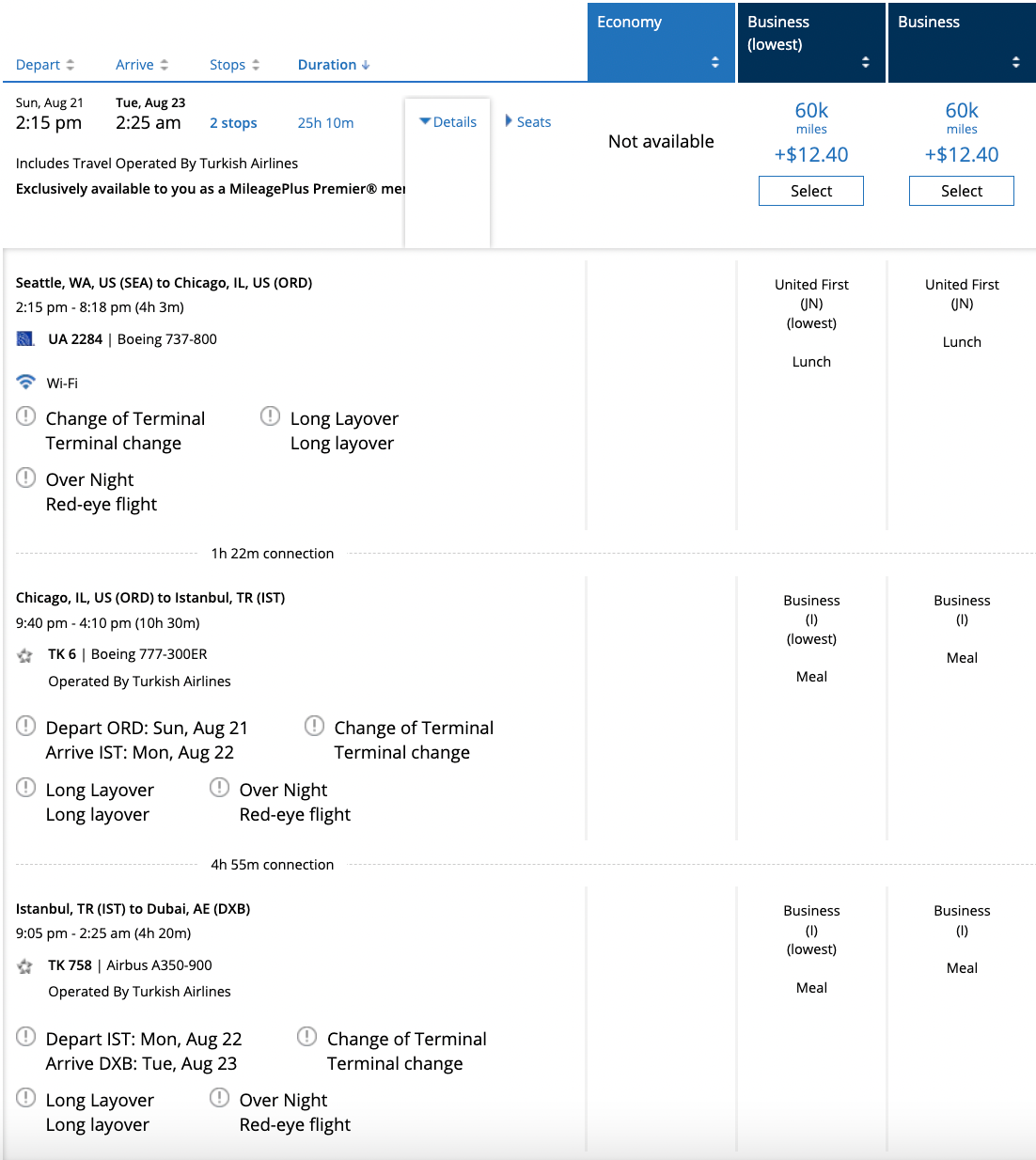 Booking a flight from SEA to DXB