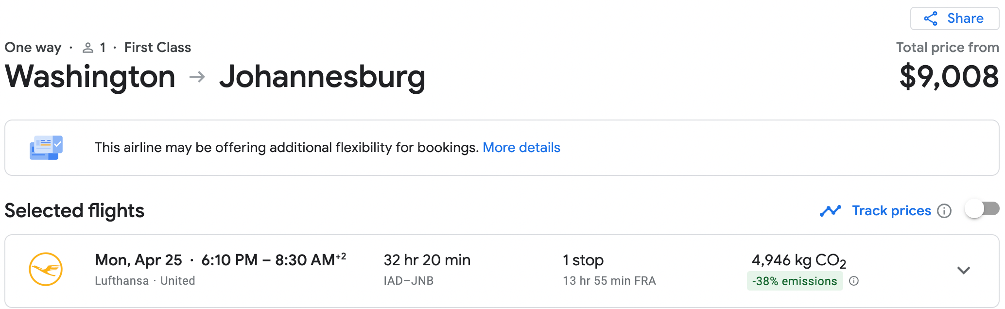 Lufthansa first class booking