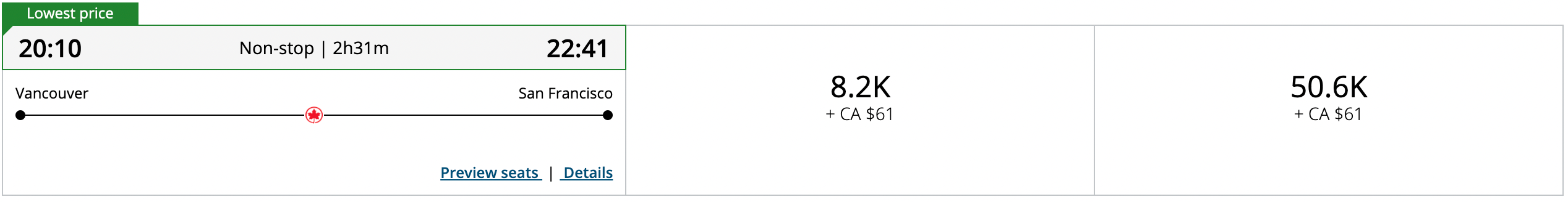 Booking a flight from YVR to SFO