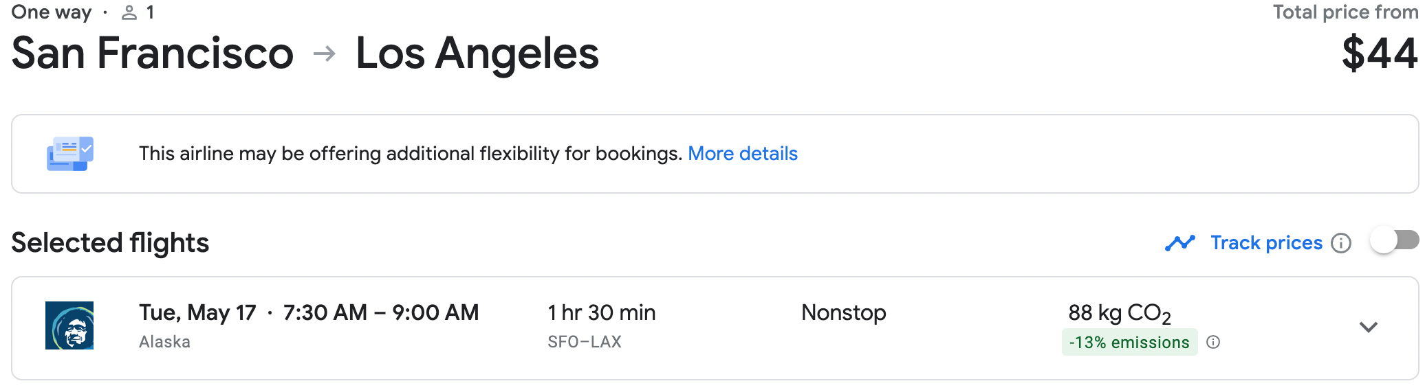 Booking a flight from SFO to LAX