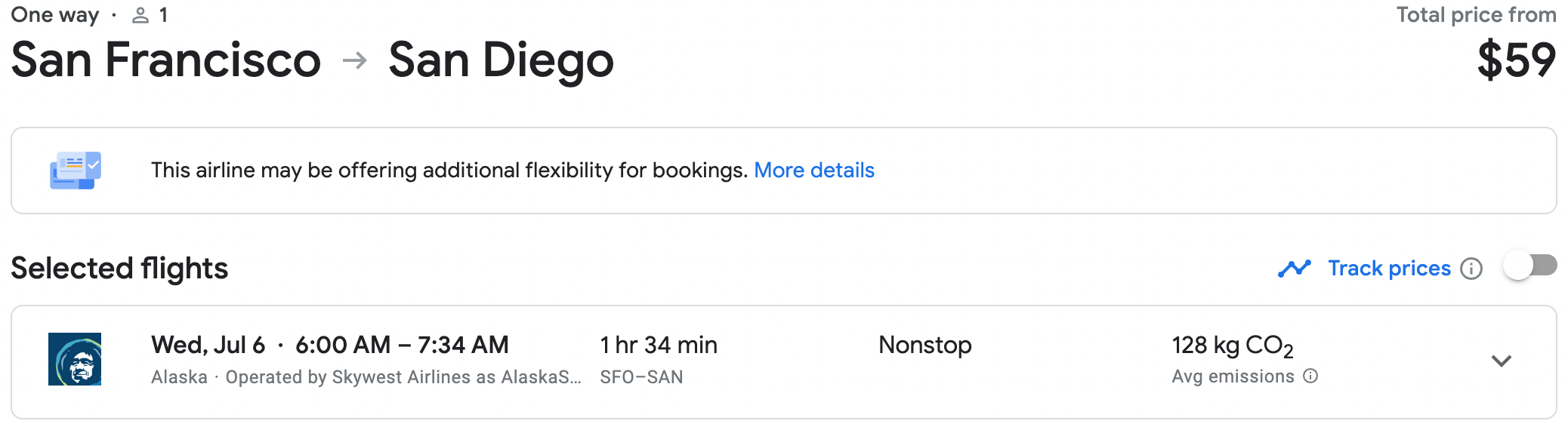 Booking a flight from SFO to SAN