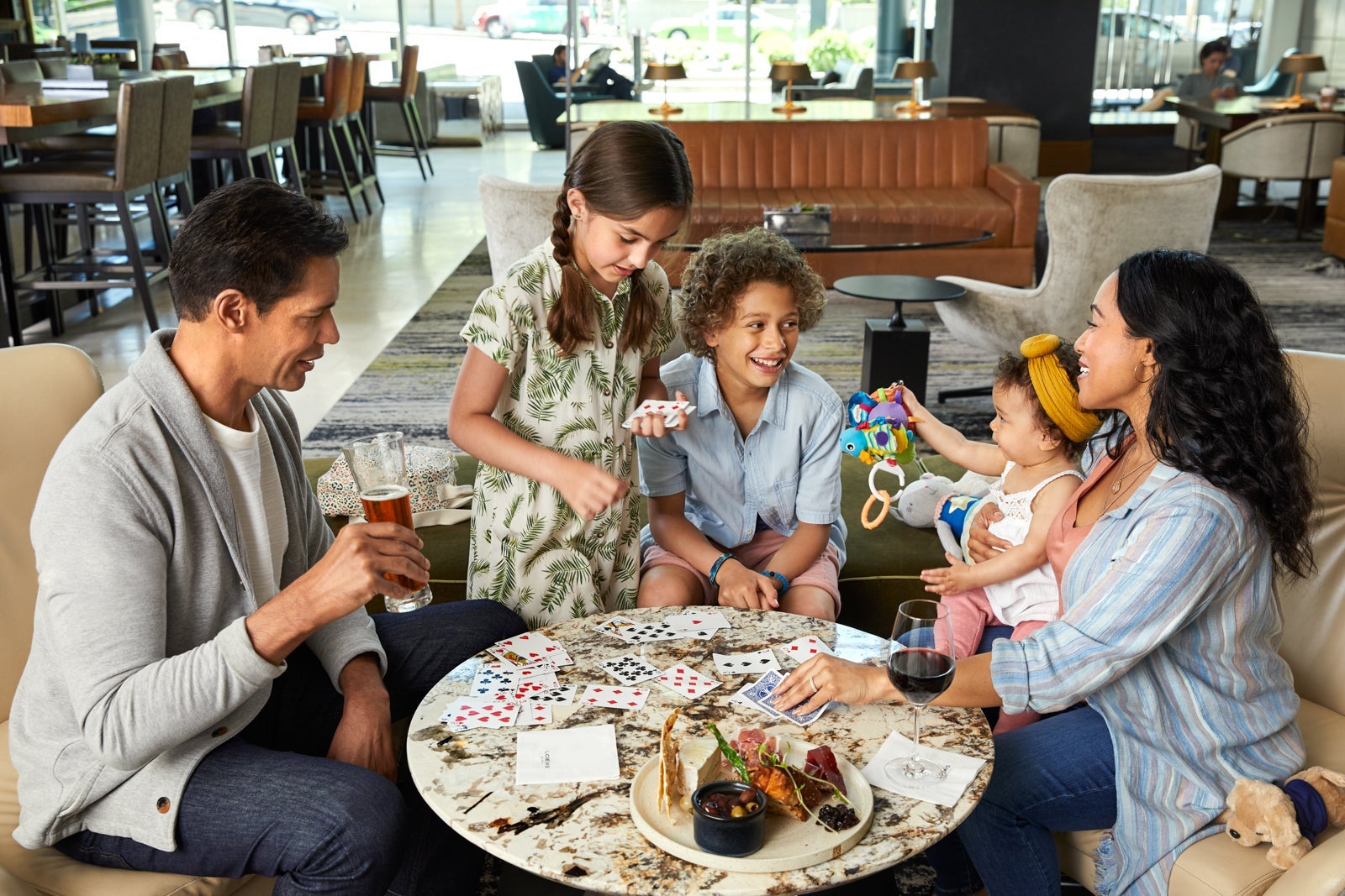 Family at a hotel restaurant