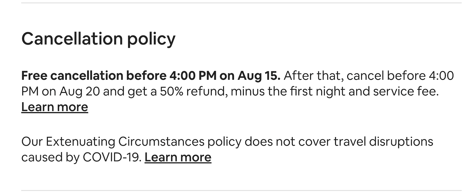 airbnb booking screenshot